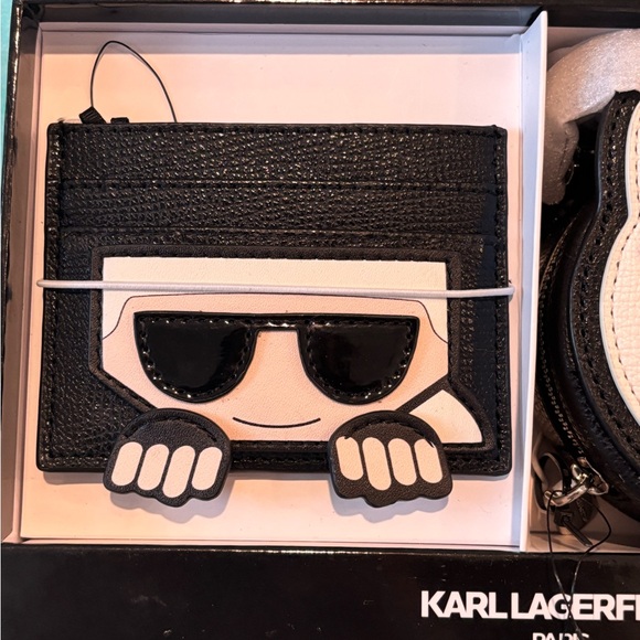 Karl Lagerfield Black and White Cat Coin Purse Set - Picture 3 of 12